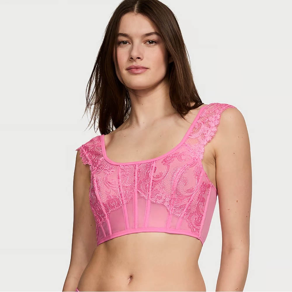 NWT Victoria’s Secret Boho Floral Embroidery Cap Sleeve Corset Top